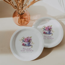 Lavender Floral Tea Cup Baby Tee Party Babydusche