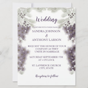 Lavender Floral Watercolor Hochzeit Einladung