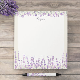 Lavender Floral Watercolor Purple Border Notepad Notizblock
