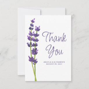 Lavender Floral Watercolor Wedding Dankeskarte