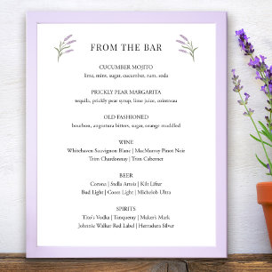 Lavender Floral Wedding Bar Sign Poster