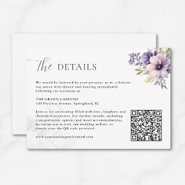 Lavender Floral Wedding Details Card QR Code  Begleitkarte