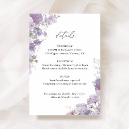Lavender Floral Wedding Details, Information Begleitkarte