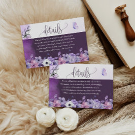 Lavender Floral Wedding Details Insert