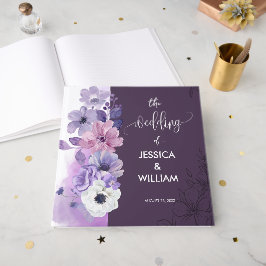 Lavender Floral Wedding Guest Book Gästebuch