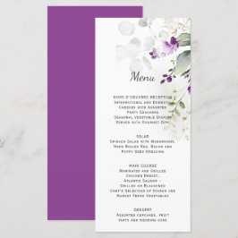 Lavender Floral Wedding Menü Lila Menükarte