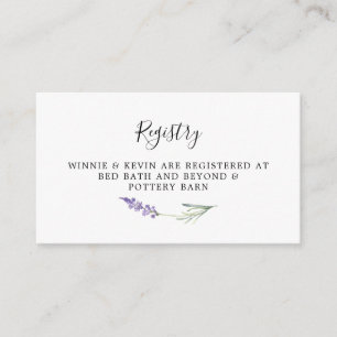 Lavender Floral Wedding Registry Card Begleitkarte