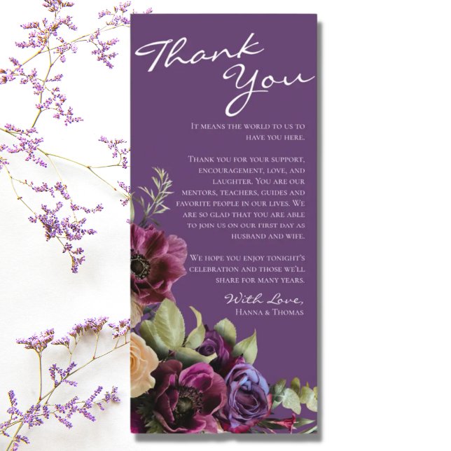 Lavender Floral Wedding Vielen Dank Platzkarte Menükarte (Von Creator hochgeladen)