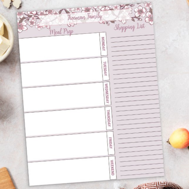 Lavender Floral Weekly Meal Pad Notizblock (Von Creator hochgeladen)