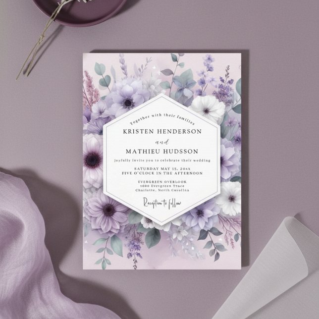 Lavender Floral Whimsy Wedding Einladung (Von Creator hochgeladen)
