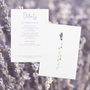 Lavender Floral White Wedding Details II Umschließ Einladung