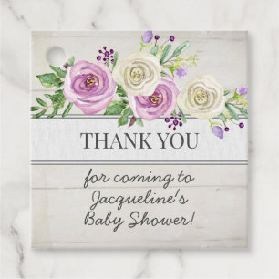 Lavender Floral Wood Girl Baby Dusche Vielen Dank Geschenkanhänger