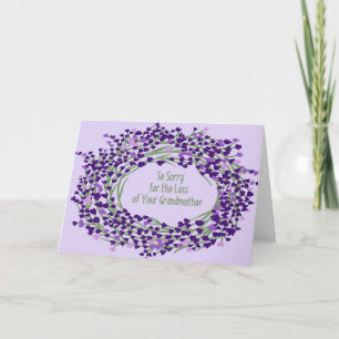Lavender Floral Wreath für den Verlust der Großmut Karte