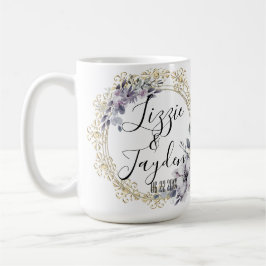 Lavender Floral Wreath Wedding Personalisiert Kaffeetasse