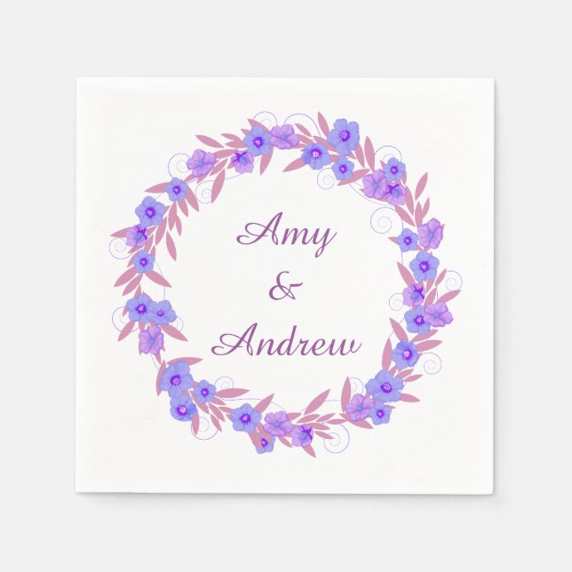 Lavender Floral Wreath Wedding Serviette (Vorderseite)