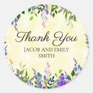 Lavender Floral Yellow Wedding Danke Sticker