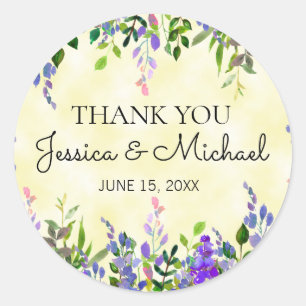Lavender Floral Yellow Wedding Danke Sticker
