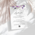 lavender florale Hochzeitskarte Begleitkarte<br><div class="desc">schwarzes Skript mit lila Aquarellfarben-Blume. Diese Vorlage dient zur Information über Hochzeiten,  wie Unterkunft,  Anfahrtsbeschreibung und andere Details,  die Sie Ihren Gästen gewollt haben.</div>