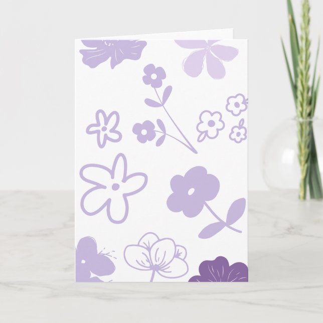Lavender Florals on White Background  Karte (Vorderseite)