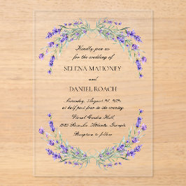Lavender Florals Violet Wedding Acryleinladungen