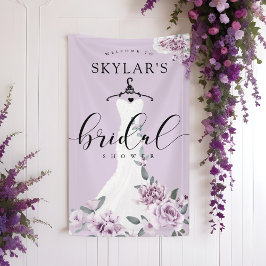 Lavender Florals White Wedding Dress Brautparty Banner