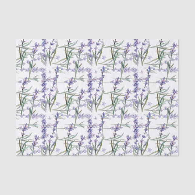 Lavender Flower Plant Watercolor Art Blue Lilac Seidenpapier (Vorderseite)