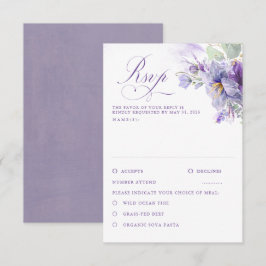 Lavender Flowers Botanical Chic Wedding RSVP Karte