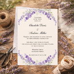 Lavender flowers champage cream wedding einladung<br><div class="desc">Celebrate your elegant botanical wedding with this cohesive lavender invitation. The design features hand-painted watercolor lavender sprigs forming a delicate wreath on a soft cream champagne background. It is a perfect match for couples hosting a late summer garden ceremony or a rustic fall harvest celebration.</div>