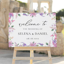 Lavender Flowers Violet Wedding Welcome Sign