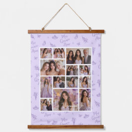 Lavender Foto Collage Keepake Quinceanera Wandteppich Mit Holzrahmen