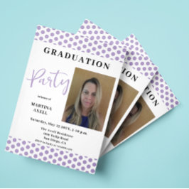 Lavender Foto Polka Dots Graduation Party Einladung