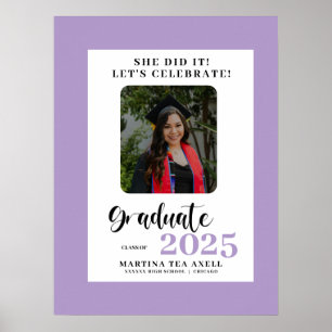 Lavender Foto Polka Dots Graduation Party Poster