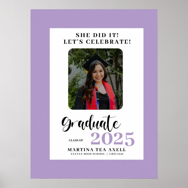 Lavender Foto Polka Dots Graduation Party Poster (Vorne)