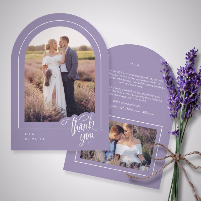 Lavender Foto Wedding Dankeschön Card Einladung (Von Creator hochgeladen)