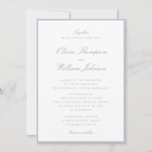 Lavender Framed Wedding Invitation Einladung (Vorderseite)