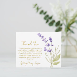 Lavender Funeral Thank You Card Bereavement  Dankeskarte