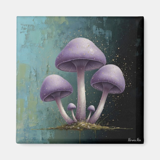 Lavender Fungus - Vintage Botanical Art Magnet (Vorne)
