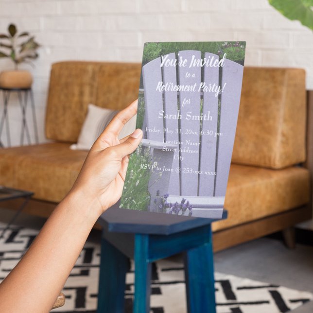 Lavender Garden Chair Foto Retirement Party Einladung (In Situ)