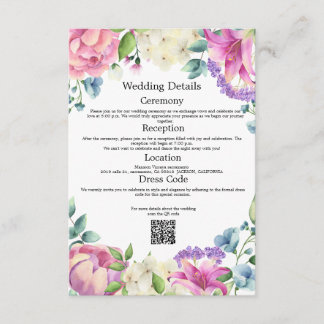 Lavender Garden Romantic Floral Wedding Details QR Begleitkarte