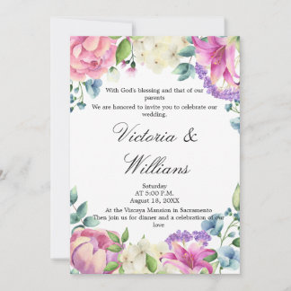 Lavender Garden Romantic Watercolor Floral Wedding Einladung