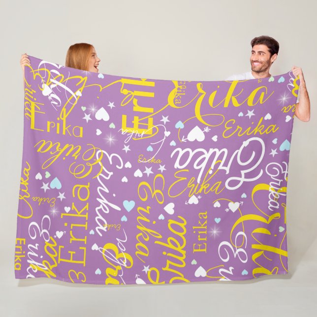 Lavender / Gelbes romantisches Herz Girly Fleecedecke (Beispiel)