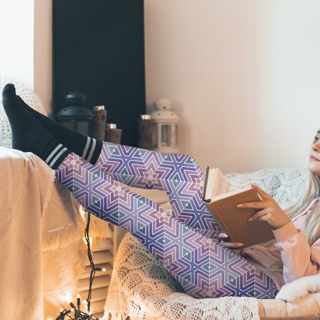 Lavender Geometric Star Maze Muster Leggings (Lavender Geometric Pattern Leggings)