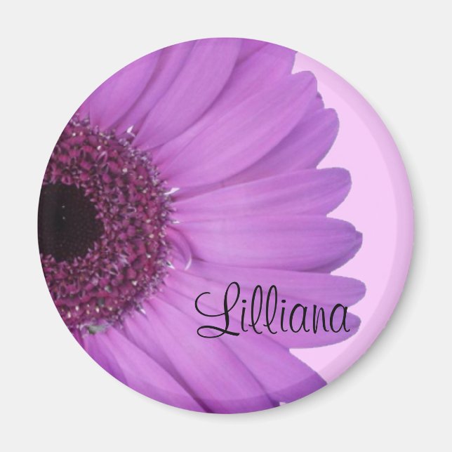 Lavender Gerbera Daisy Round Magnet (Vorne)