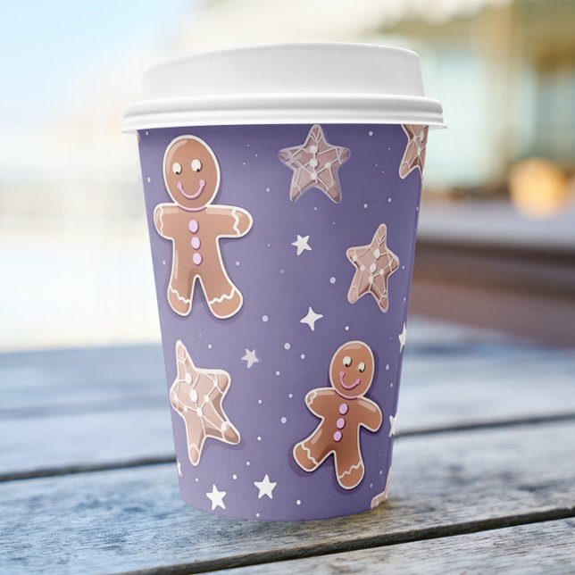 Lavender Gingerbread Man Holiday Paper Cup Set Pappbecher (Von Creator hochgeladen)