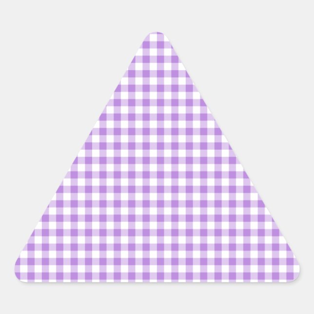Lavender Gingham Dreieckiger Aufkleber (Vorderseite)