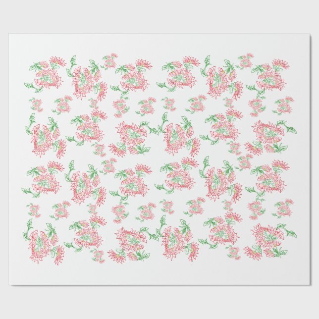 Lavender Gingham Floral Pattern Wrapping Paper  Geschenkpapier (Flach)