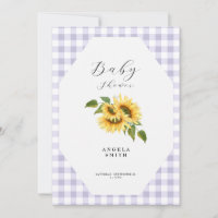 Lavender Gingham Sunflower Generic Baby Shower