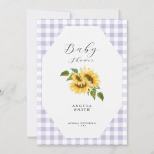Lavender Gingham Sunflower Generic Baby Shower Einladung