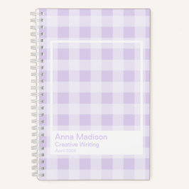 Lavender Gingham Transparent Frame Notebook Notizbuch