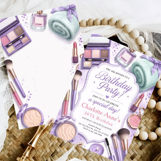 Lavender Glam Makeup Geburtstag Einladung